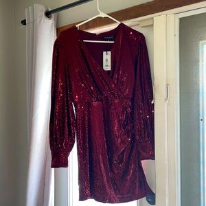Dynamite Roxy Wrap Sequins Dress